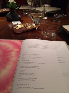 Menu and champagne